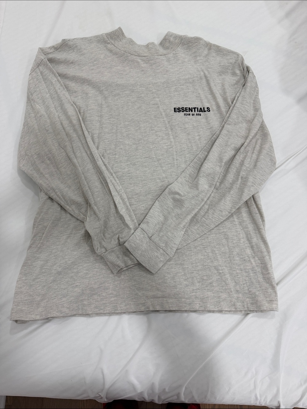 ESSENTIALS Long Sleeve Tee in Light Gray with Logo